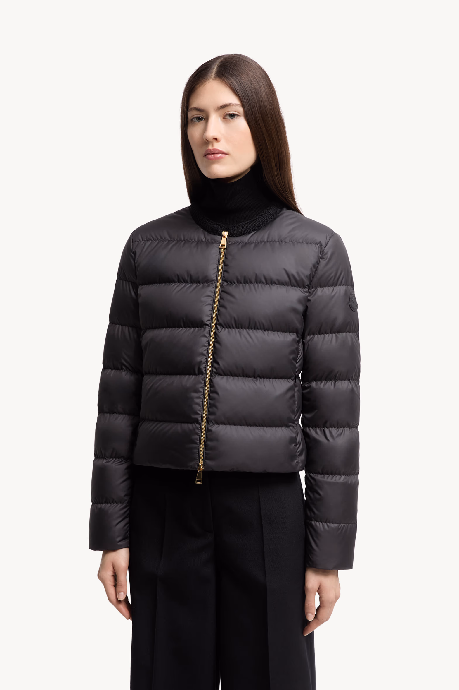 Mauvezin Wool-Trimmed Short Down Jacket Women Black Moncler 3